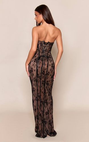 Black Robe Longue Corset Bustier En Dentelle | Taille 44 - PrettyLittleThing - Modalova