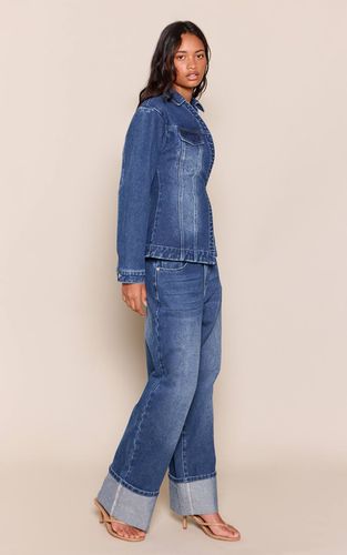 Dark Blue Jean Droit Taille Mi-haute À Revers | Taille 42 - PrettyLittleThing - Modalova