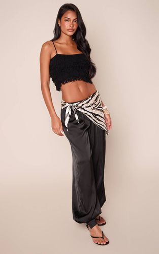 Black Pantalon Ballon À Imprimé Zèbre Avec Détail Foulard Noué | Taille 42 - PrettyLittleThing - Modalova