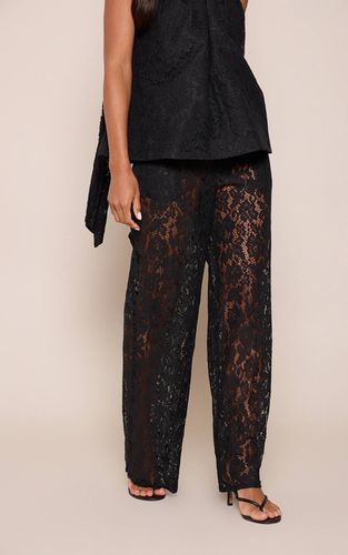 Black Pantalon Large En Dentelle Transparente Assorti | Taille 32 - PrettyLittleThing - Modalova