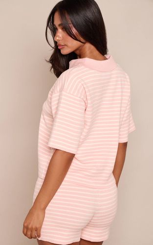 Baby Pink Haut Oversize À Col Et Rayures En Maille Petite | Taille Small - PrettyLittleThing - Modalova