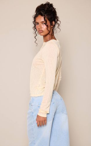 Lemon Haut À Manches Longues Semi-transparent En Slub | Taille 42 - PrettyLittleThing - Modalova