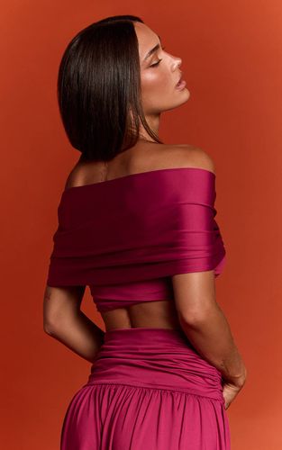 Purple Ensemble Haut Bardot Avec Détail Nœud | Taille 42 - PrettyLittleThing - Modalova