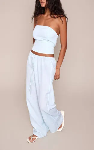 Blue Pantalon À Rayures Fines Avec Taille Élastiquée Coordonné | Taille 34 - PrettyLittleThing - Modalova