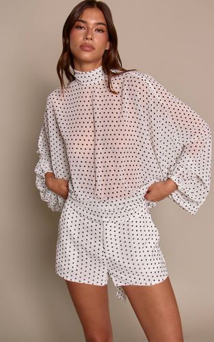 White Ensemble Coordonné Short Court En Mousseline À Pois | Taille 42 - PrettyLittleThing - Modalova