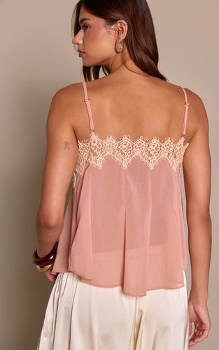 Pink Caraco En Mousseline Avec Détails En Dentelle | Taille 36 - PrettyLittleThing - Modalova