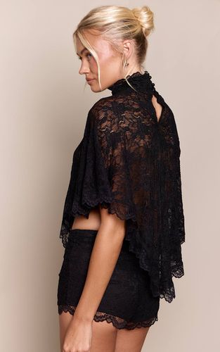 Black Ensemble Haut Poncho Dos Ouvert En Dentelle Transparente | Taille 42 - PrettyLittleThing - Modalova
