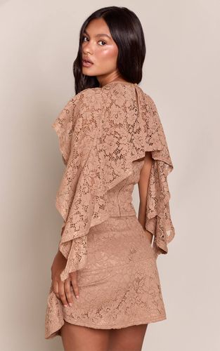 Mocha Ensemble Haut Bandeau En Dentelle Avec Détail Cape | Taille 42 - PrettyLittleThing - Modalova