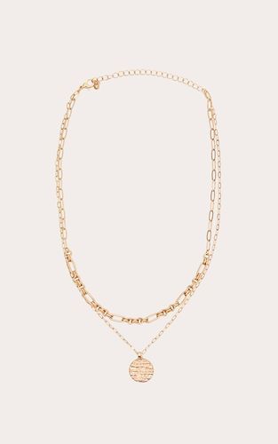 Gold Collier Double Chaîne À Pendentif Fondu - PrettyLittleThing - Modalova
