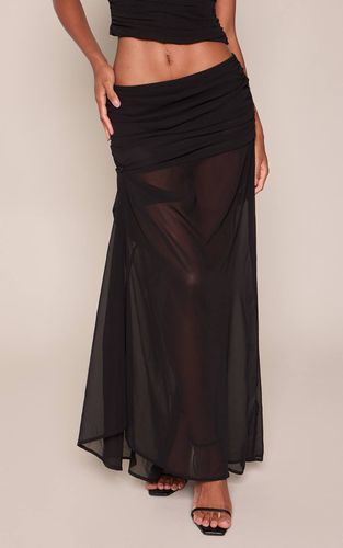 Black Jupe Mi-longue En Mousseline Avec Taille Froncée Et Détail Drapé | Taille 42 - PrettyLittleThing - Modalova