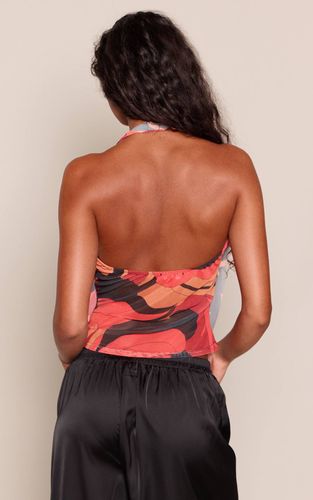 Red Haut Dos Nu À Encolure Licou En Maille Abstraite | Taille 36 - PrettyLittleThing - Modalova