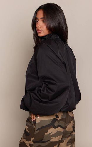 Black Veste Coupe-vent Petite À Col Plissé Et Ourlet Élastiqué | Taille Small - PrettyLittleThing - Modalova