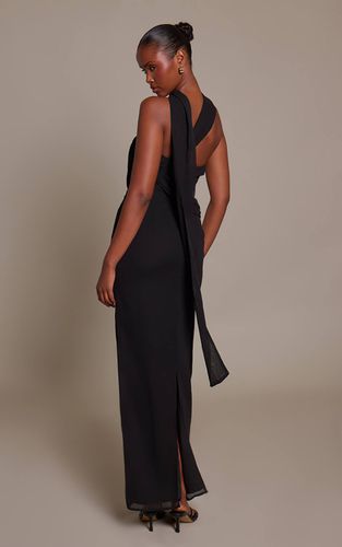 Black Robe Longue Bandeau En Mousseline Avec Écharpe Drapée | Taille 40 - PrettyLittleThing - Modalova