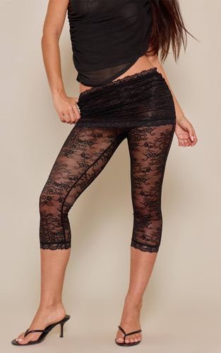 Black Capri À Détail Jupe En Dentelle | Taille 42 - PrettyLittleThing - Modalova