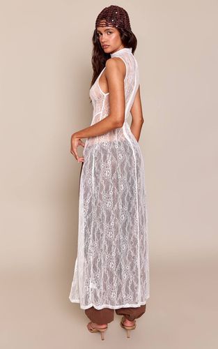 White Haut Long Fendu Sur Les Côtés À Col Montant | Taille 42 - PrettyLittleThing - Modalova