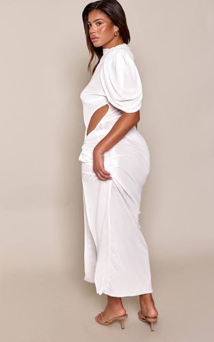 Cream Robe Maxi En Mesh Drapé Avec Détail Torsadé Sculptant | Taille 42 - PrettyLittleThing - Modalova