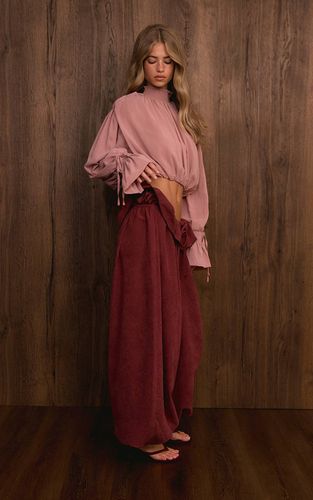 Burgundy Pantalon Ballon À Taille Péplum | Taille 42 - PrettyLittleThing - Modalova