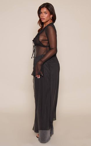 Black Top Long En Mousseline À Volants Et Manches Longues Shape | Taille 42 - PrettyLittleThing - Modalova