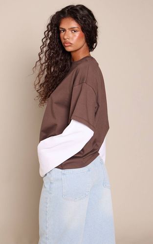 Haut À Manches Longues Raglan En Coton Avec Détails Contrastés | Taille 42 - PrettyLittleThing - Modalova