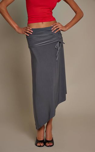 Grey Jupe Midi Avec Détail De Taille Froncée Repliée | Taille 42 - PrettyLittleThing - Modalova