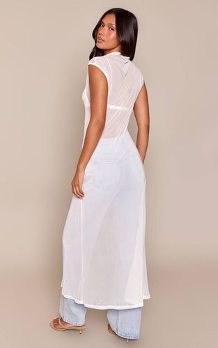 White Haut Long En Mesh À Col Montant | Taille 42 - PrettyLittleThing - Modalova