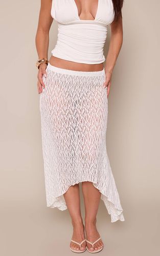 White Jupe Mi-longue En Dentelle Texturée | Taille 42 - PrettyLittleThing - Modalova