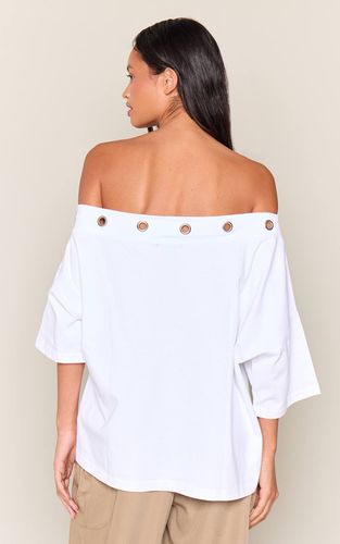 White T-shirt Décontracté Asymétrique En Coton À Œillets Cloutés | Taille 42 - PrettyLittleThing - Modalova