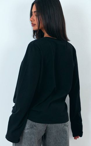 Black Haut À Manches Longues Oversize En Coton Doux | Taille 42 - PrettyLittleThing - Modalova