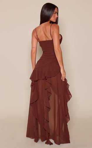Robe Moulante Drapée En Mousseline À Ourlet Asymétrique | Taille 42 - PrettyLittleThing - Modalova