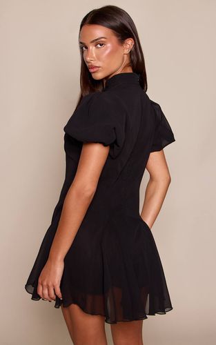 Black Combi-short En Mousseline À Manches Bouffantes | Taille 42 - PrettyLittleThing - Modalova