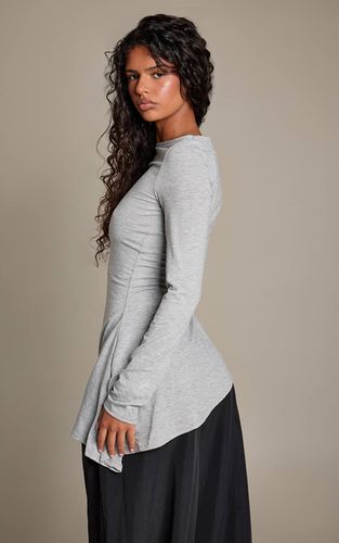 Grey Marl Haut Long Coupe Ample À Encolure Bateau | Taille 42 - PrettyLittleThing - Modalova