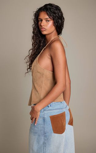 Tan Haut Dos Nu En Synthétique Avec Lien À Nouer Au Cou | Taille 36 - PrettyLittleThing - Modalova