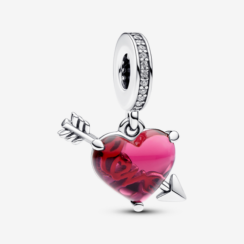 Charm Pendant Cœur & Flèche Verre de Murano - Pandora - Modalova
