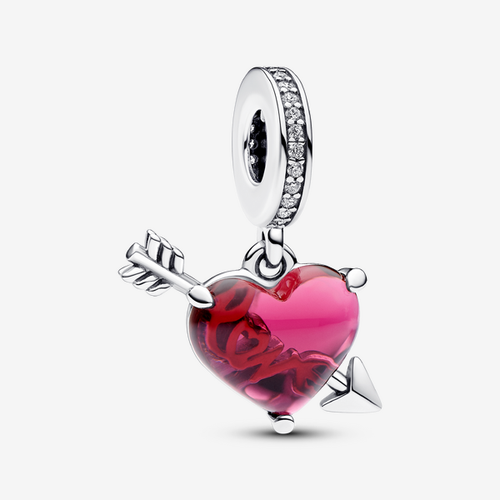 Charm Pendant Cœur et Flèche en Verre de Murano - Pandora - Modalova