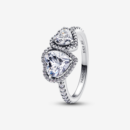 Bague Cœurs Halo Scintillant - Pandora - Modalova