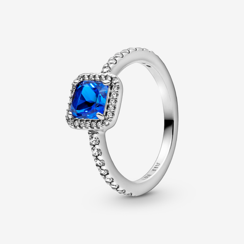 Bague Halo Scintillant Carré Bleu - Pandora - Modalova