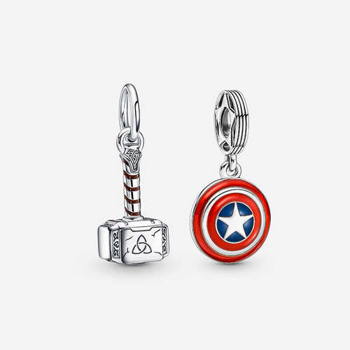 Ensemble de charms Marvel Avengers Bouclier Captain America et Marteau de Thor - Pandora - Modalova