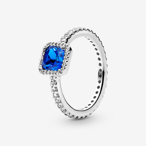 Bague Halo Scintillant Carré Bleu - Pandora - Modalova