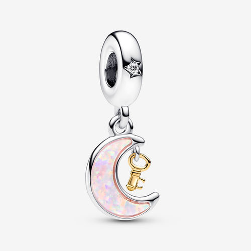 Charm Pendant Clé et Lune Bimatière - Pandora - Modalova