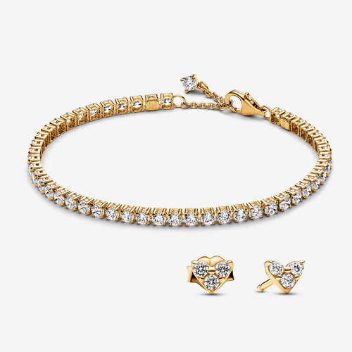 Parure Bracelet Rivière & Clous d’Oreilles Cœur - Pandora - Modalova