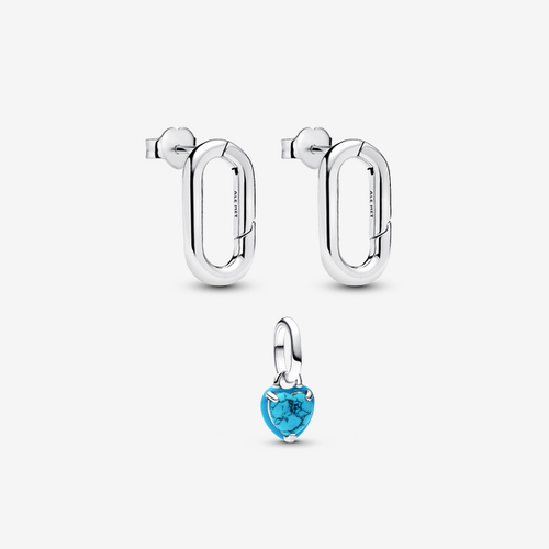 Ensemble de Clous d'Oreilles & Mini Cœur Turquoise - Pandora - Modalova