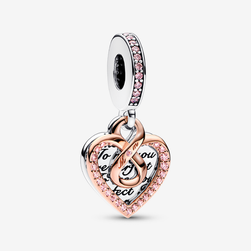 Charm Pendant Double Cœur Infini Bicolore - Pandora - Modalova