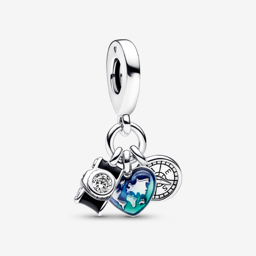 Charm Pendant Triple Appareil Photo, Cœur & Boussole - Pandora - Modalova