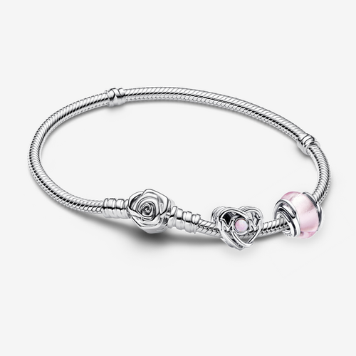 Bracelet Composé Murano Rose & Cœur Ajouré Mum - Pandora - Modalova