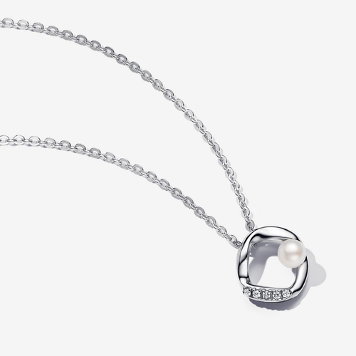 Collier Cercle Pavé de Forme Organique & Perle de Culture d'Eau Douce Traitée - Pandora - Modalova