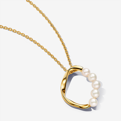 Collier à Pendentif Cercle de Forme Organique & Perles de Culture d'Eau Douce Traitées - Pandora - Modalova