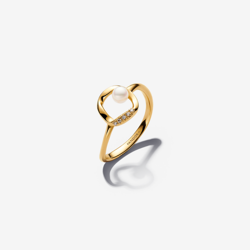 Bague Cercle Pavé de Forme Organique & Perle de Culture d'Eau Douce Traitée - Pandora - Modalova