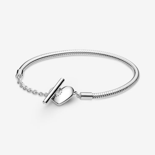 Bracelet Maille Serpent Barre en T Cœur Moments - Pandora - Modalova