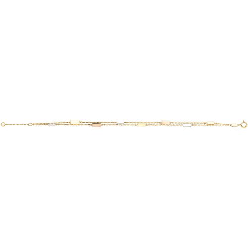 Bracelets Bracelet 2 rangs motif rectangle 3 ors - Brillaxis - Modalova