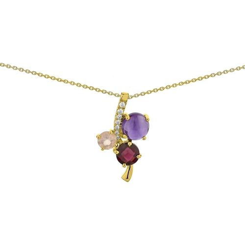Collier Collier améthyste rhodolite quartz oz or jaune - Brillaxis - Modalova